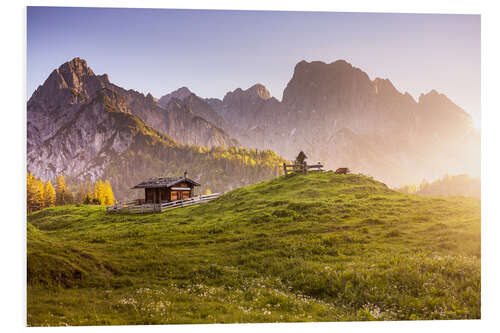 Foam board print Sunrise on the alpine pasture