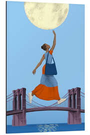 Aluminium print Moon over Brooklyn Bridge