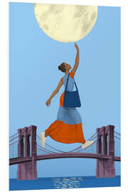 PVC-taulu Moon over Brooklyn Bridge