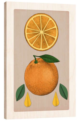 Wood print Two oranges