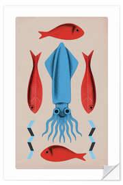 Selvklebende plakat Squid