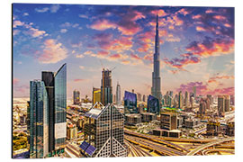 Aluminium print Dubai Skyline - Sheikh Zayed Street and Burj Khaifa with clouds