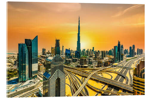 Acrylic print Dubai Skyline - Sheikh Zayed Street at sunrise