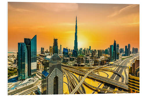 Foam board print Dubai Skyline - Sheikh Zayed Street at sunrise