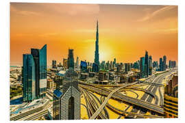 Foam board print Dubai Skyline - Sheikh Zayed Street at sunrise