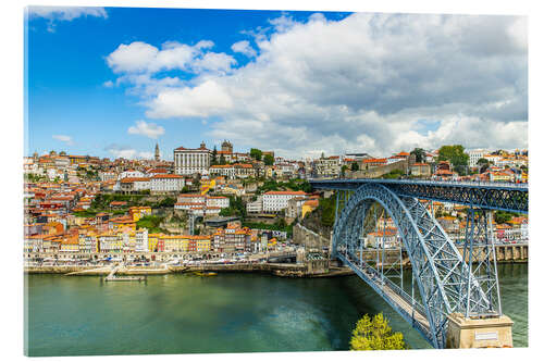 Tableau en verre acrylique Pont Dom Luis I de Vila Nove de Gaia, Portugal