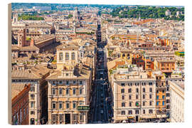 Holzbild Via del Corso, Vittorio Emanuele II Monument, Rom