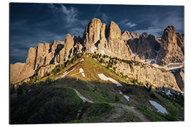 Cuadro de aluminio Passo Gardena en la luz del atardecer