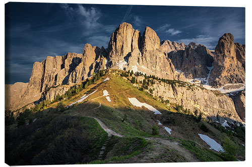 Leinwandbild Passo Gardena im Abendlicht