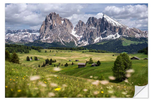 Sticker mural Alpe di Siusi au printemps