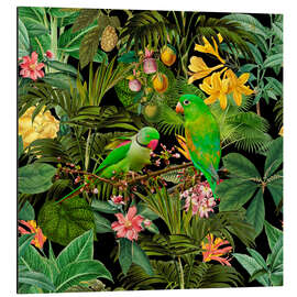 Aluminium print Green Parakeets Jungle Paradise