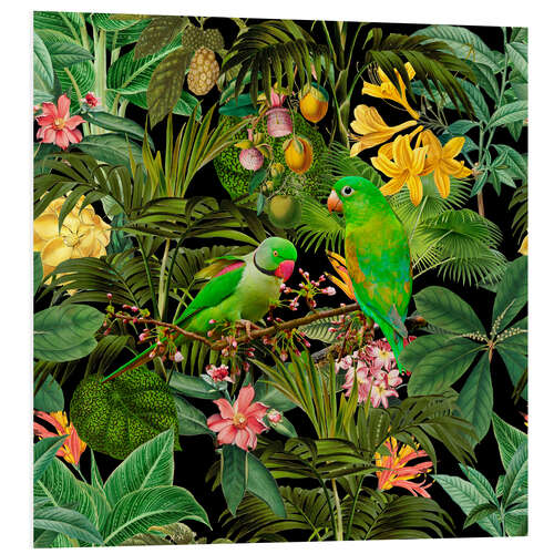 Foam board print Green Parakeets Jungle Paradise