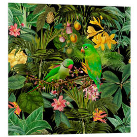 Foam board print Green Parakeets Jungle Paradise