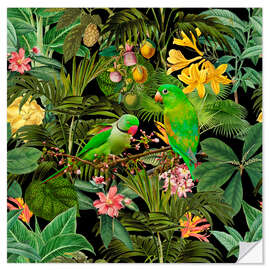 Autocolante decorativo Green Parakeets Jungle Paradise