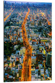 Aluminium print City highway through Osaka at twilight