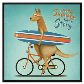 Gerahmter Kunstdruck Surfer Känguru