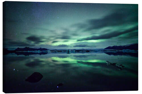 Stampa su tela Riflessi di aurora, Islanda