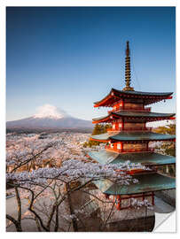 Sticker mural Pagode et mont Fuji, Japon