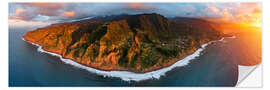 Selvklebende plakat Ponta Delgada at sunset, Madeira island