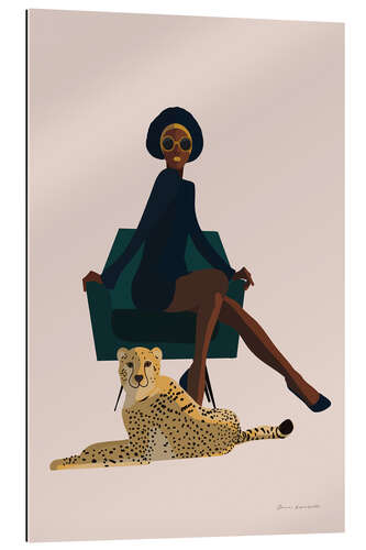 Galleritryk Afro woman and her cheetah