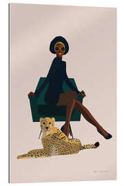 Galleriataulu Afro woman and her cheetah