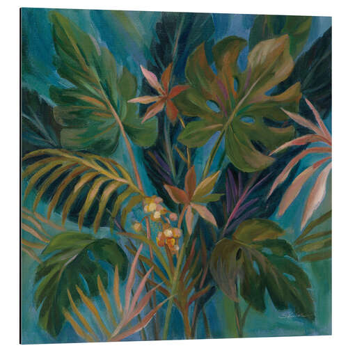 Aluminium print Tropical leaves at midnight