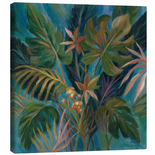 Canvas-taulu Tropical leaves at midnight