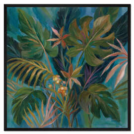 Gerahmter Kunstdruck Tropenblätter bei Mitternacht