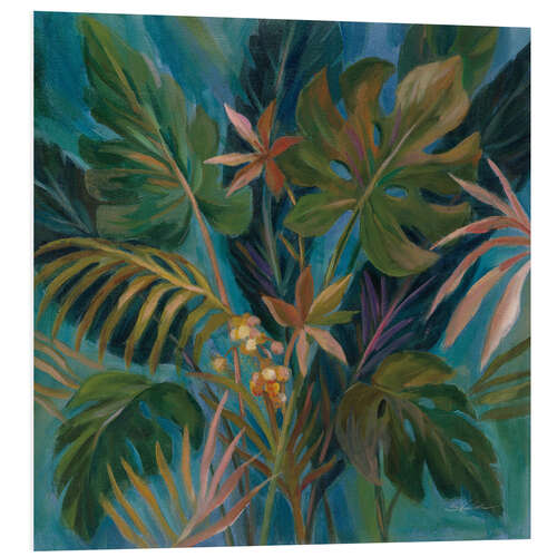 Foam board print Tropical leaves at midnight