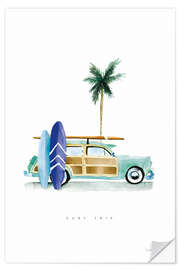 Selvklebende plakat Surf trip with my oldtimer