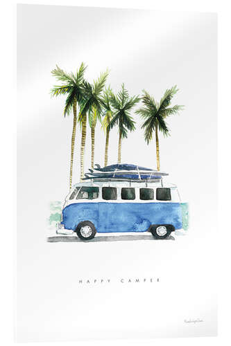 Quadro em acrílico Viagem de surf com meu trailer