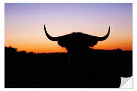 Wall sticker Bull silhouette in the sunset