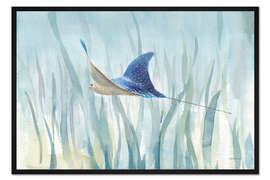 Gerahmter Kunstdruck Wasserrochen in Aquarell