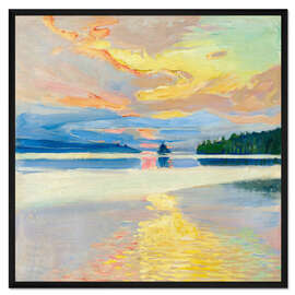 Gerahmter Kunstdruck Sonnenuntergang über dem Ruovesi-See