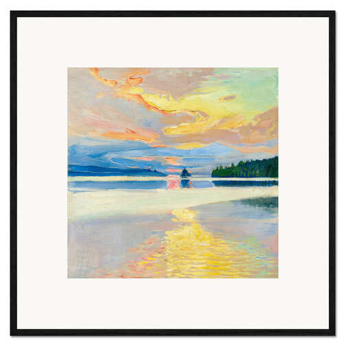 Framed art print Sunset over Lake Ruovesi
