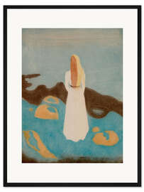 Gerahmter Kunstdruck Junge Frau am Strand