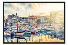 Gerahmter Kunstdruck Cannes am Abend