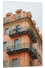 Hartschaumbild Buntes Gebäude in Nizza, Frankreich