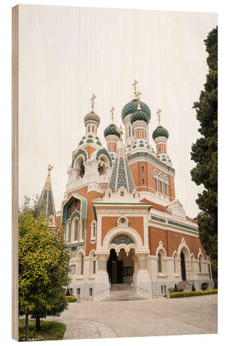 Holzbild Russische Kirche in Nizza, Frankreich