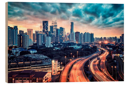 Wood print Kuala Lumpur Sunset