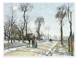 Wall print  Route de Versailles louveciennes winter sun and snow - Camille Pissarro