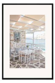 Gerahmter Kunstdruck Weiße Terrasse in Griechenland