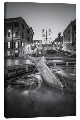 Leinwandbild Spanische Treppe und Brunnen Fontana della Barcaccia