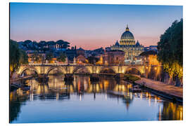 Cuadro de aluminio Horizonte de Roma por la noche con vistas a la Basílica de San Pedro