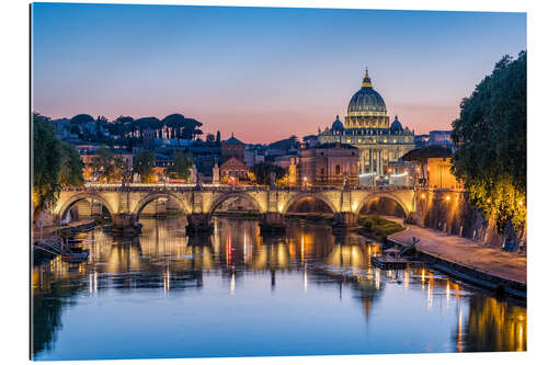 Quadro em plexi-alumínio Horizonte de Roma à noite com vista para a Basílica de São Pedro