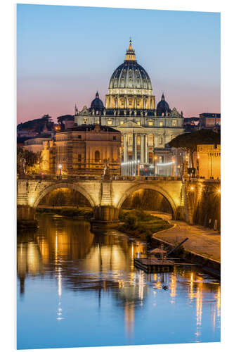 Foam board print St. Peter's Basilica in Rome in the evening