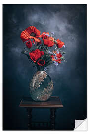 Selvklebende plakat Poppy bouquet