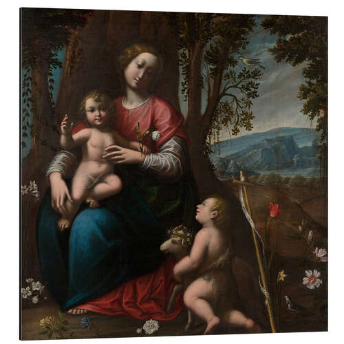 Tableau en aluminium Madonna and Child with the Infant Saint John the Baptist