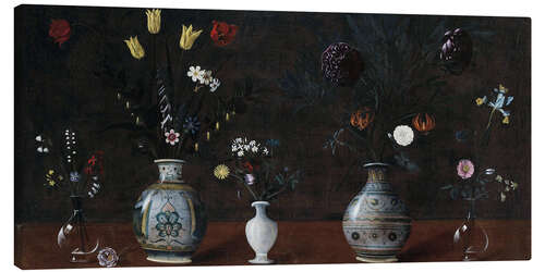 Quadro em tela Vases of flowers on a table