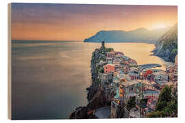 Quadro de madeira Sunset in Vernazza